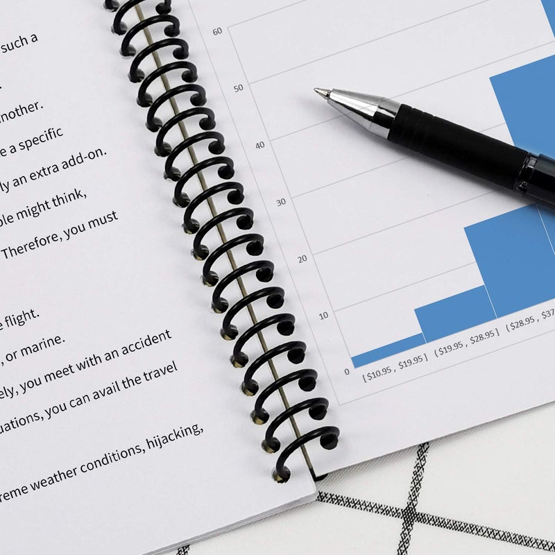 Rayson 3/8" Plastic Spiral Binding Coil, 60 Sheets Capacity, 4:1 Pitch 9.5mm Black Coil Binding Spines for Business and Educational Purposes, Pack of 100 - Image 3